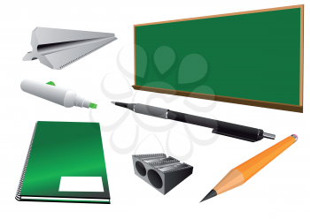 school objects isolated on a white background
