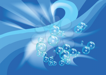 blue water background with bubbles and wave