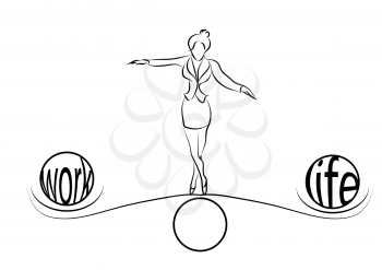 woman balance of life. woman weighs life and work balance decision on choice scale 