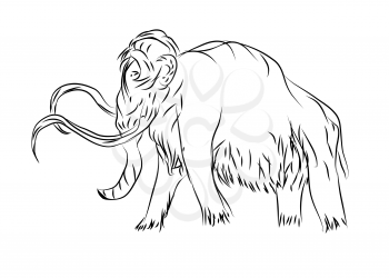 mammoth. outline animal isolated on a white background