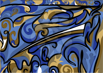 abstract asymmetrical pattern in blue and brown color