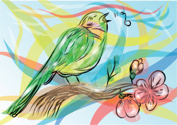 songbird. abstract bird on a multicolor background