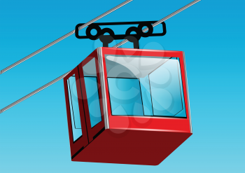 cable lift car against a blue sky