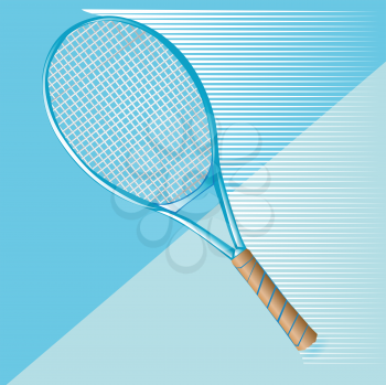 tennis racket on blue background. 10 EPS