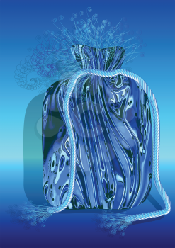 bag souvenir with abstract decoration on blue background