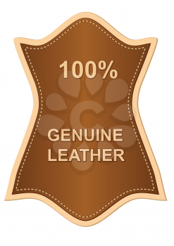 genuine leather label isolated on white background