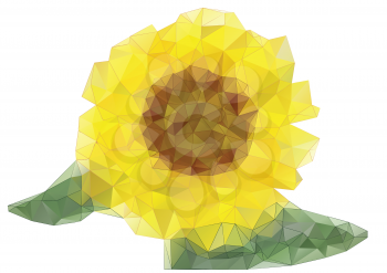 abstract sunflower drawing with triangles isolated on white