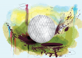 golf course. golf ball on abstract grunge background