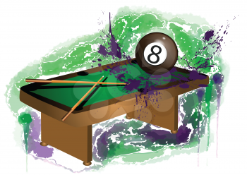 number 8. billiard ball on abstract grunge background