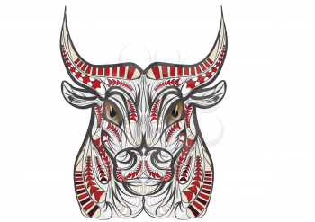 ethnic bull isolated on a white background
