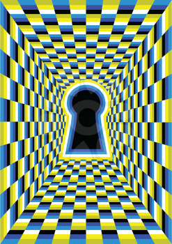 optical illusion with hole. abstract tunnel illusion