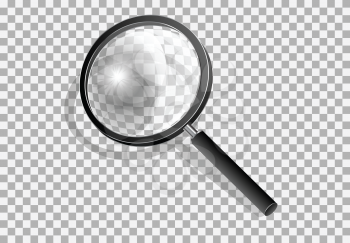 Transparency magnifying glass on a gray background