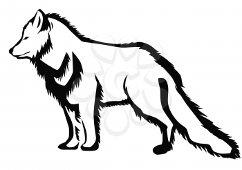 arctic fox abstract silhouette on white background