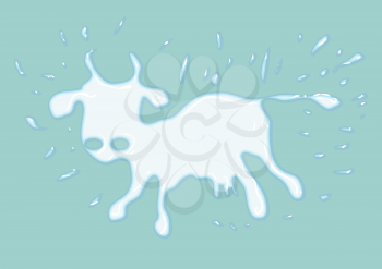 cow made of milk. abstract animal on blue background