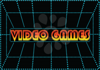 video game. glowing sign on the screen