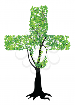 christian cross as tree isolated on white background