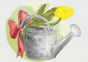 watering can. old watering can on abstract background
