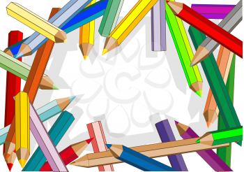 frame of colored pencils. background in 10 EPS