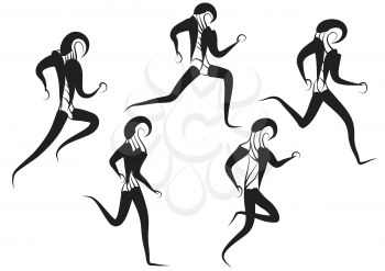 marathon runners. abstract silhouette of running people