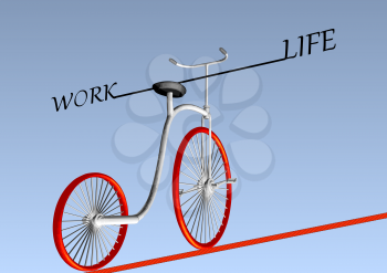 work life balance. vintage bike on ruop