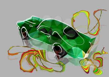 car. abstract automobile on a multicolor background