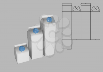 Milk carton box template on grey background