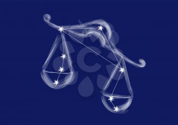 libra sign. abstract zodiac sign on blue background