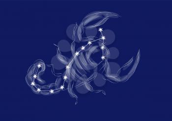 scorpion. abstract zodiac sign on blue background