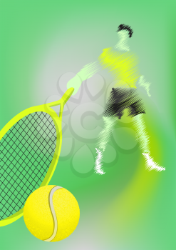 tennis abstract illustration. man with the racket on a tennis court