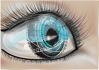 bionic eye. abstract human eye with digital symbols