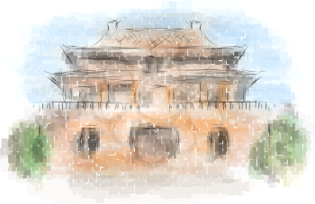 forbidden city beijing. abstract multicolor illustration of build