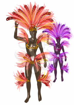 carnival dancers. abstract woman silhouette in carnival costume