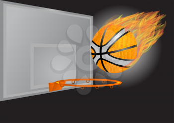 basketball game. basketball falls through a basket