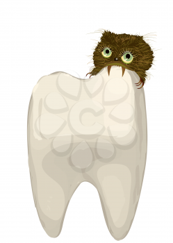 tooth with caries isolated on white background