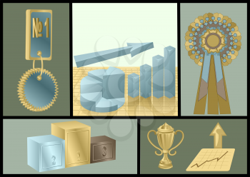 achievements abstract set with business symbols