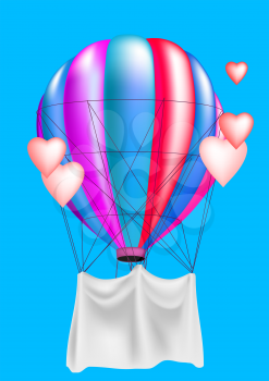 balloon and hearts against the blue sky