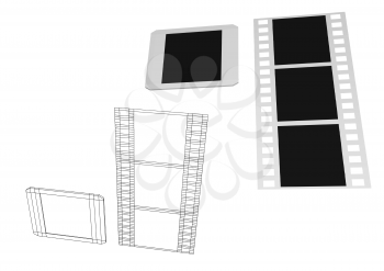 film and slide isolated on a whitebackground