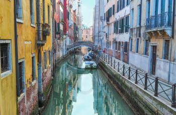 The canals venice veneto italy with bridge