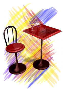 bar table with cocktail on white background