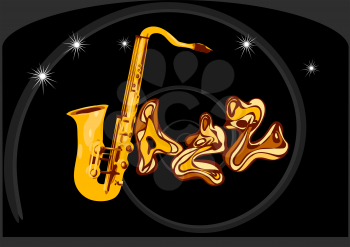 jazz abstract  inscription on black background with stars