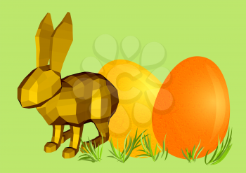  fun rabbit and eggs on grass easter symbol