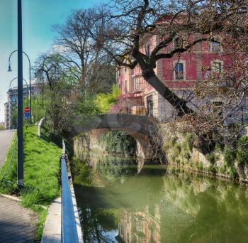 bridge on the canal. Milan, Italy