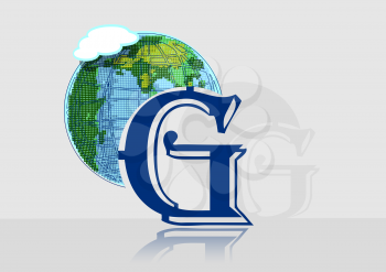 abstract globe with g on a grey background