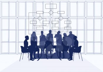 business meeting vector illustration. business office interior 