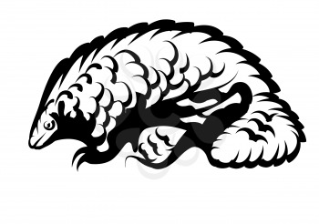 Pangolin silhouette isolated on a white background