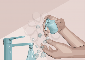 Washing Hands vector background. human hands and soap