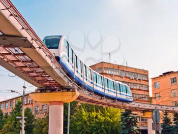 Moscow cityscape with monorail train, Russia, East Europe