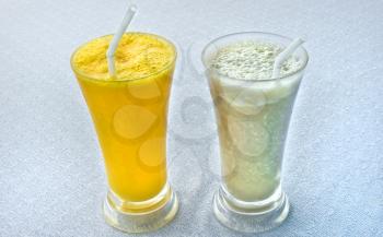 Two fresh tropical milkshakes served in Vietnam