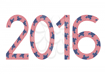 New Year 2016 made of USA flags on white background