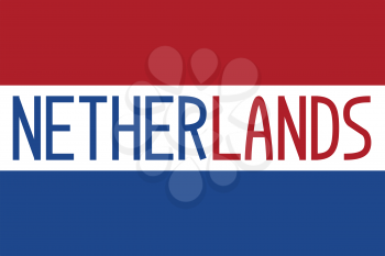 Flag of the Netherlands in correct proportions and colors with word Netherlands